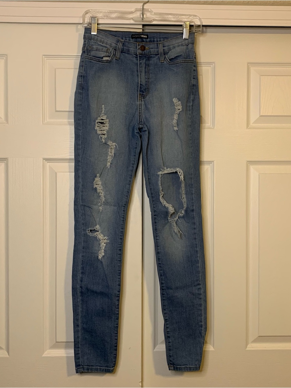 Light High Waisted Distressed Skinny Jeans
